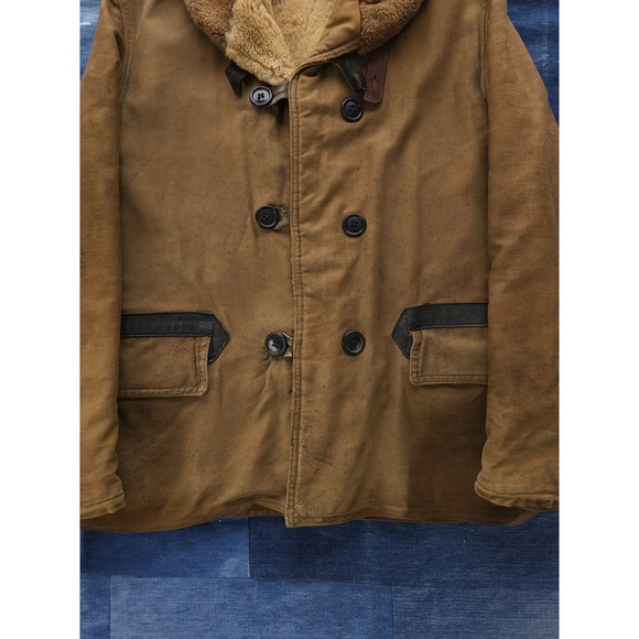 Vintage 1930s USCG Transport Mackinaw Coat Shearling Shawl Collar RARE 38 - Picture 6 of 16